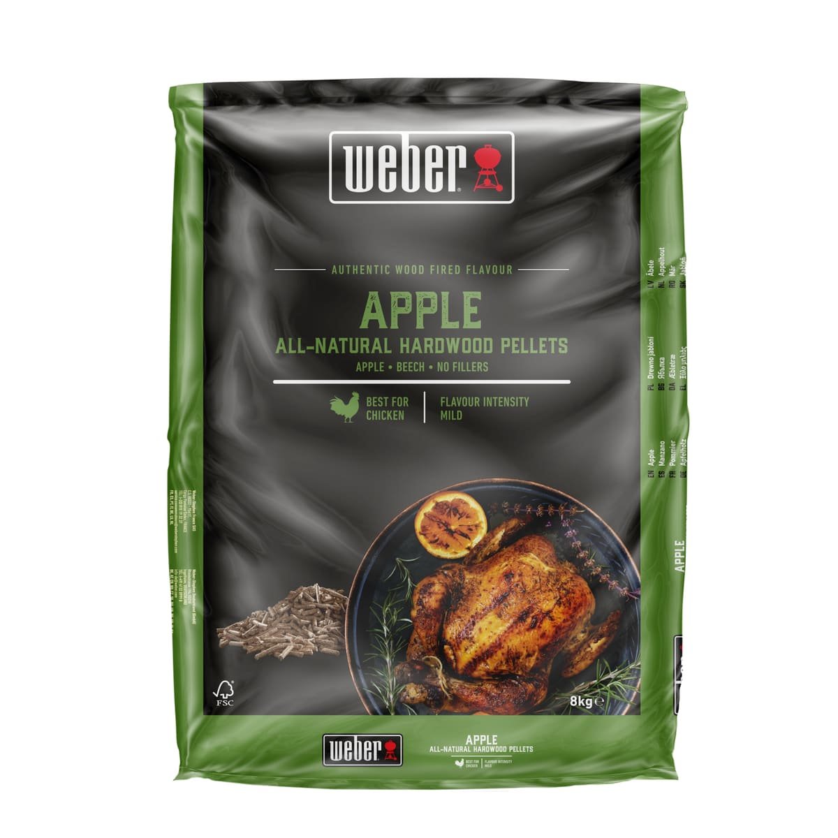 Pellets De Madera Naturales – Manzano, 8Kg Weber - imagen principal